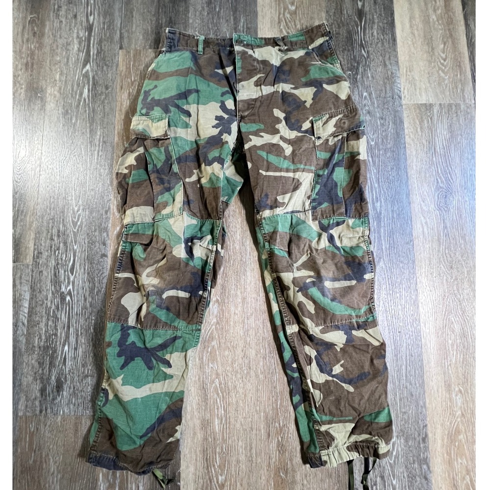 Military Cargo Pants Mens Medium Regular Camo Woodland Ripstop Tactical BDU